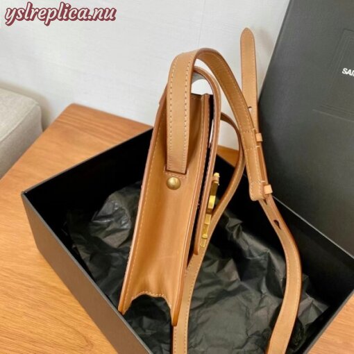 Replica YSL Fake Saint Laurent Kaia North South Bag In Brown Leather 3