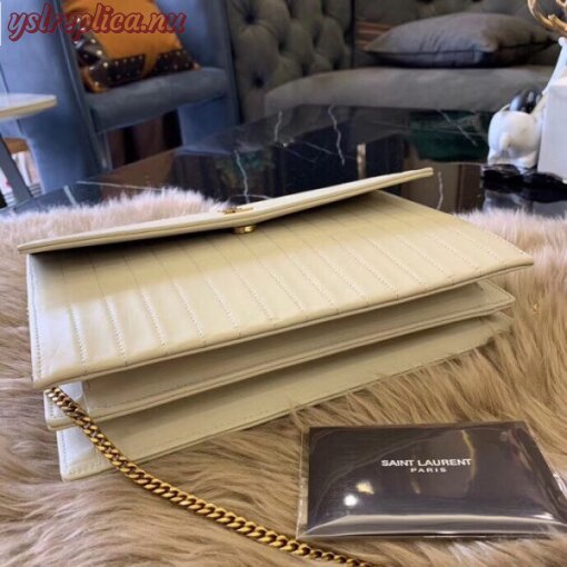 Replica YSL Fake Saint Laurent Victoire Chain Bag In Ivory Crinkled Leather 7