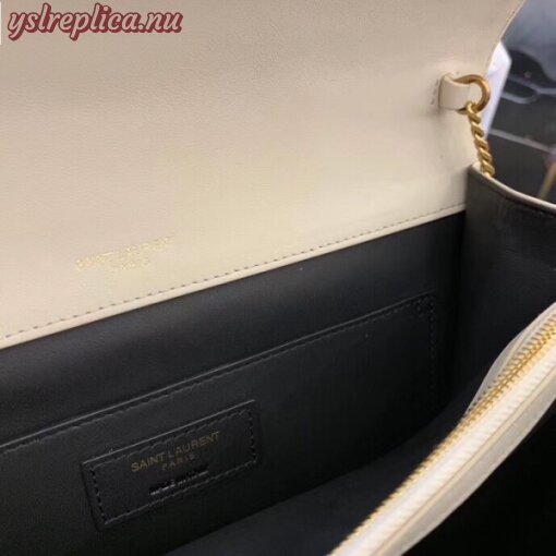 Replica YSL Fake Saint Laurent Victoire Chain Bag In Ivory Crinkled Leather 8