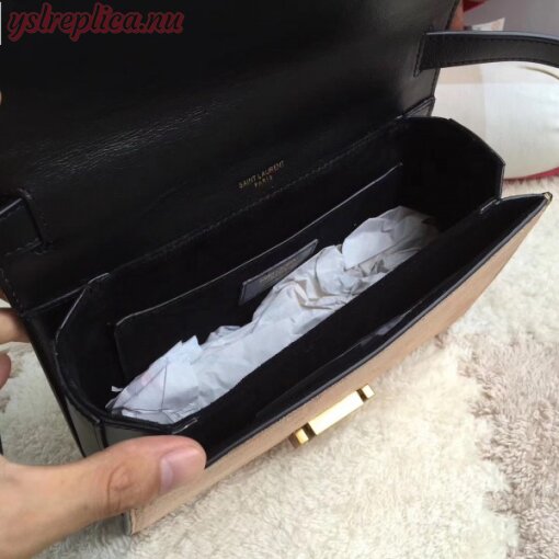 Replica YSL Fake Saint Laurent Medium Bellechasse Bag In Black Leather And Taupe Suede 7