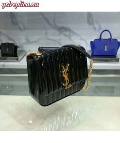 Replica YSL Fake Saint Laurent Large Vicky Bag In Black Patent Leather 2