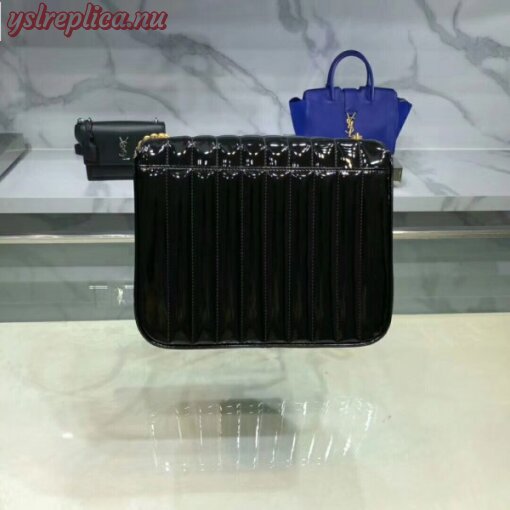 Replica YSL Fake Saint Laurent Large Vicky Bag In Black Patent Leather 6