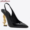 Replica YSL Fake Saint Laurent Cassandra Flat Sandals In Black Patent Leather 12