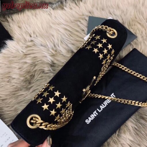 Replica YSL Fake Saint Laurent Kate Small Bag In Black Suede With Star Studs 4