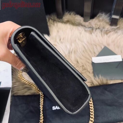 Replica YSL Fake Saint Laurent Kate Small Bag In Black Suede With Star Studs 5