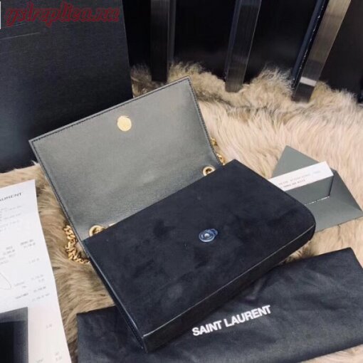 Replica YSL Fake Saint Laurent Kate Small Bag In Black Suede With Star Studs 7