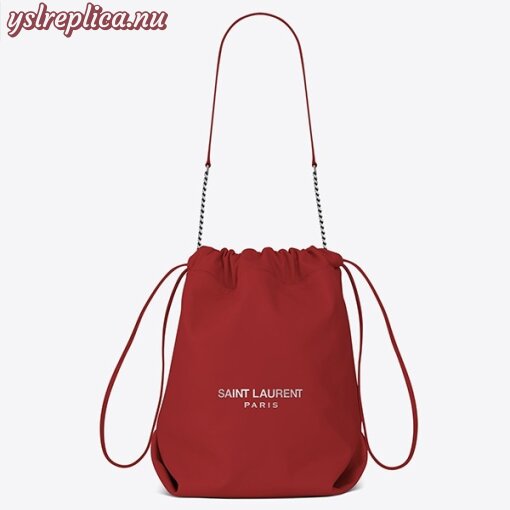 Replica YSL Fake Saint Laurent Red Teddy Drawstring Bag