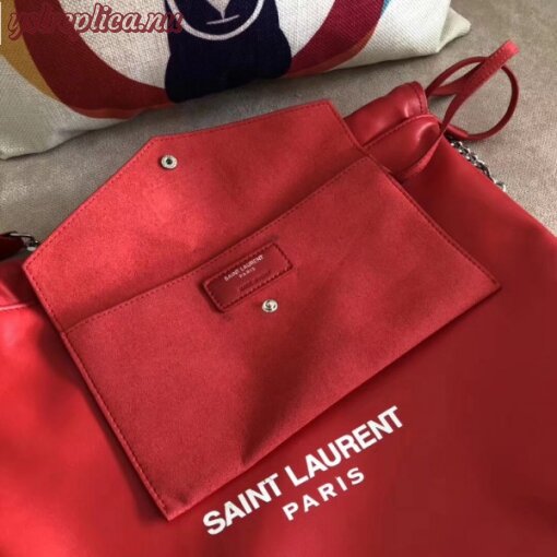 Replica YSL Fake Saint Laurent Red Teddy Drawstring Bag 3