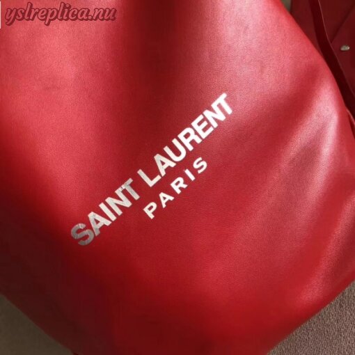 Replica YSL Fake Saint Laurent Red Teddy Drawstring Bag 8