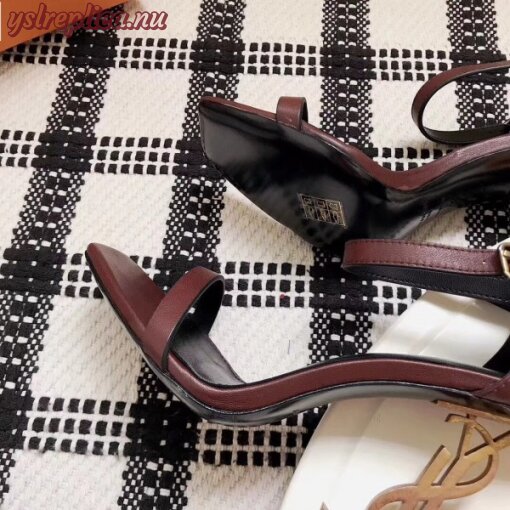 Replica YSL Fake Saint Laurent Opyum 110 Sandals In Burgundy Leather 8