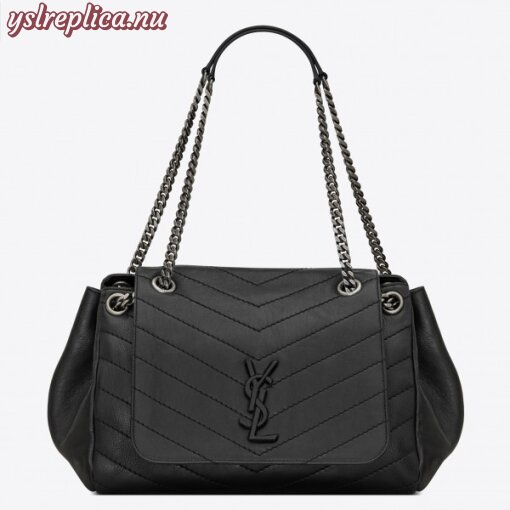 Replica YSL Fake Saint Laurent Medium Nolita Bag In Black Vintage Leather 4