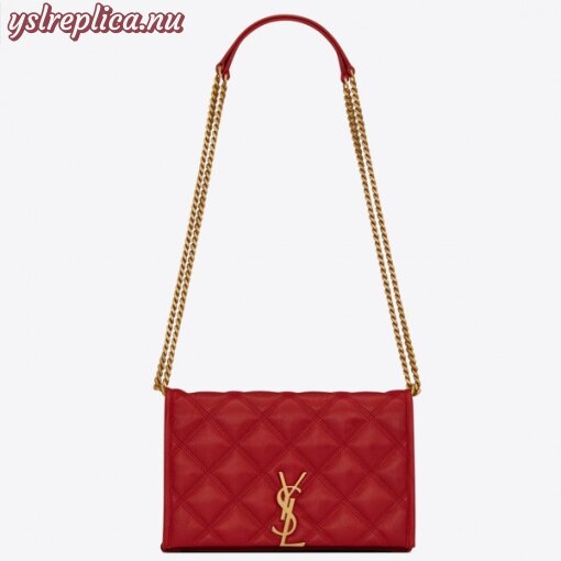 Replica YSL Fake Saint Laurent WOC Becky Chain Wallet In Red Lambskin