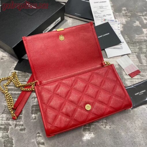 Replica YSL Fake Saint Laurent WOC Becky Chain Wallet In Red Lambskin 3