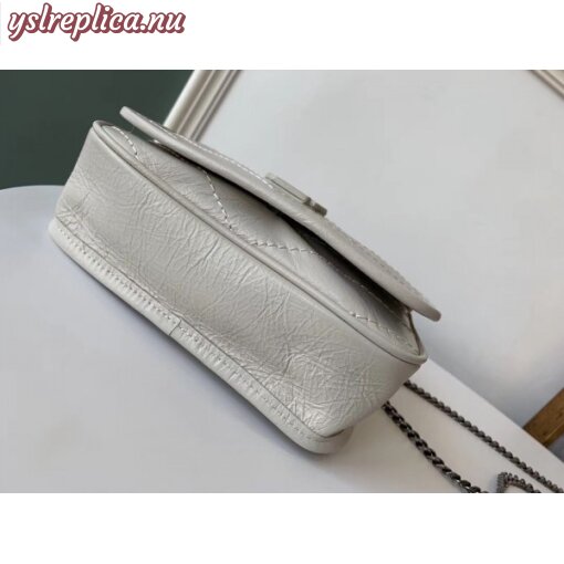 Replica YSL Fake Saint Laurent WOC Niki Chain Wallet In White Crinkled Leather 2