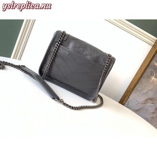 Replica YSL Fake Saint Laurent WOC Niki Chain Wallet In Storm Crinkled Leather 6