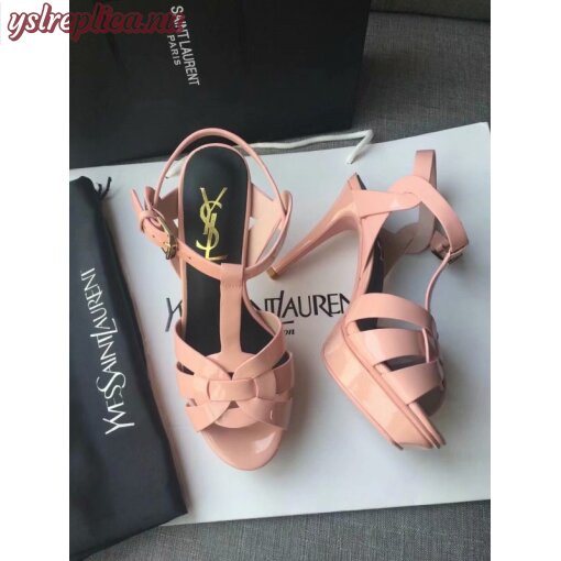 Replica YSL Fake Saint Laurent Tribute Sandals In Pink Patent Leather 3