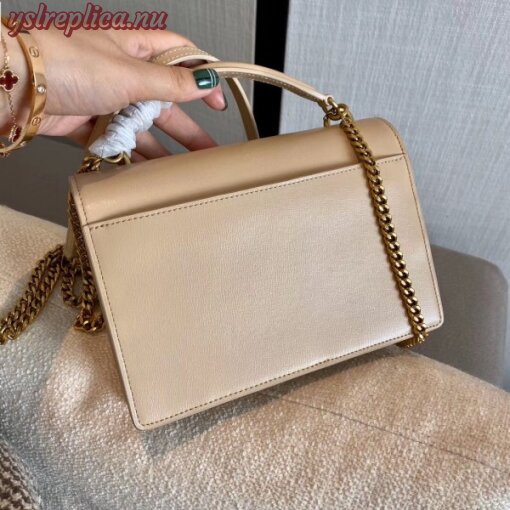 Replica YSL Fake Saint Laurent WOC Sunset Chain Wallet In Taupe Calfskin 6