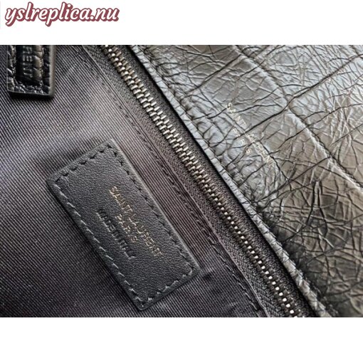 Replica YSL Fake Saint Laurent Medium Niki Bag In Black Crocodile Embossed Leather 7