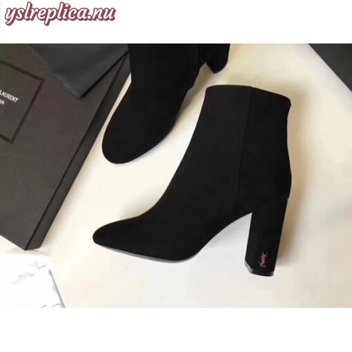 Replica YSL Fake Saint Laurent LouLou 95 Zipped Ankle Boot In Black Suede 3