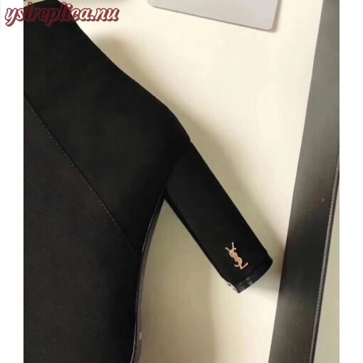 Replica YSL Fake Saint Laurent LouLou 95 Zipped Ankle Boot In Black Suede 4