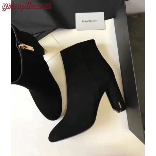 Replica YSL Fake Saint Laurent LouLou 95 Zipped Ankle Boot In Black Suede 5