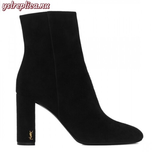Replica YSL Fake Saint Laurent LouLou 95 Zipped Ankle Boot In Black Suede 6