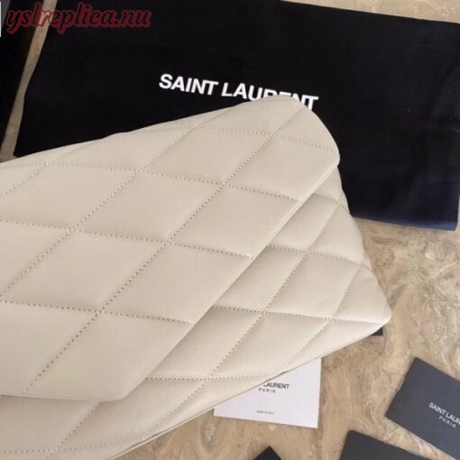 Replica YSL Fake Saint Laurent Sade Puffer Envelope Clutch In White Lambskin 3