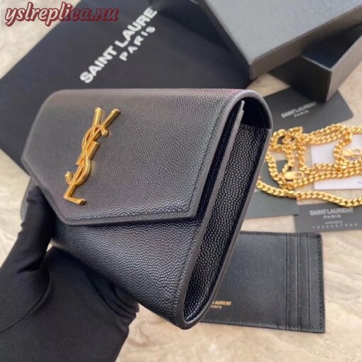 Replica YSL Fake Saint Laurent WOC Uptown Chain Wallet In Black Leather 4