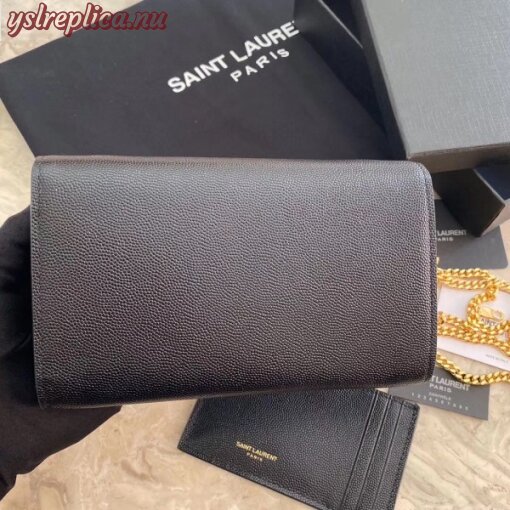 Replica YSL Fake Saint Laurent WOC Uptown Chain Wallet In Black Leather 6