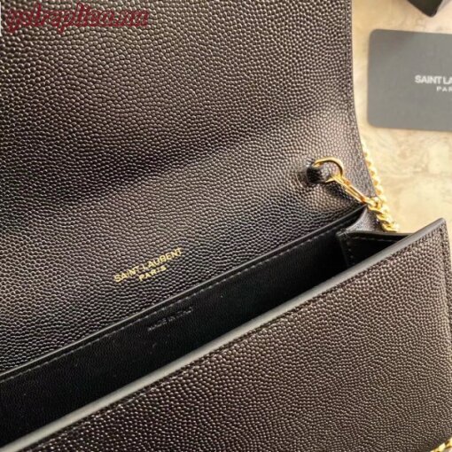 Replica YSL Fake Saint Laurent WOC Uptown Chain Wallet In Black Leather 8