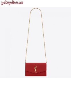 Replica YSL Fake Saint Laurent WOC Uptown Chain Wallet In Red Leather