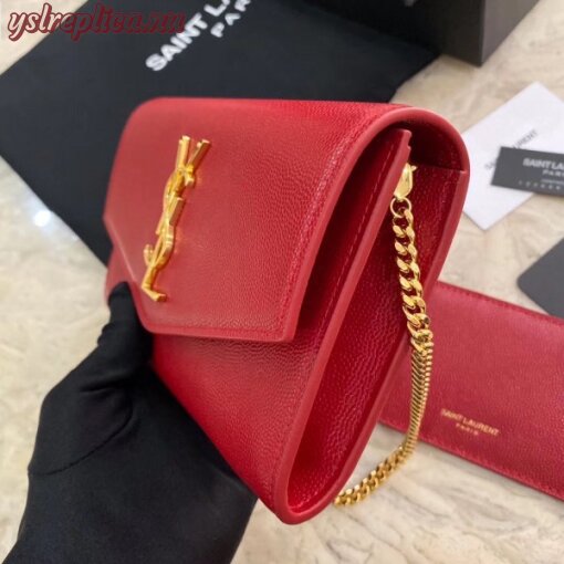 Replica YSL Fake Saint Laurent WOC Uptown Chain Wallet In Red Leather 2