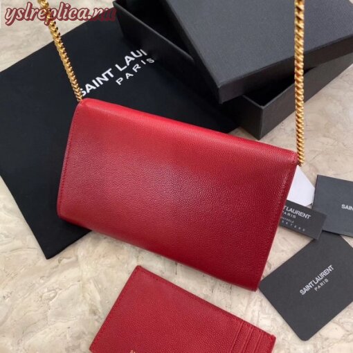 Replica YSL Fake Saint Laurent WOC Uptown Chain Wallet In Red Leather 3