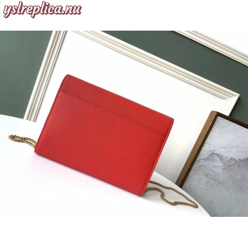 Replica YSL Fake Saint Laurent WOC Cassandra Chain Wallet In Red Leather 5