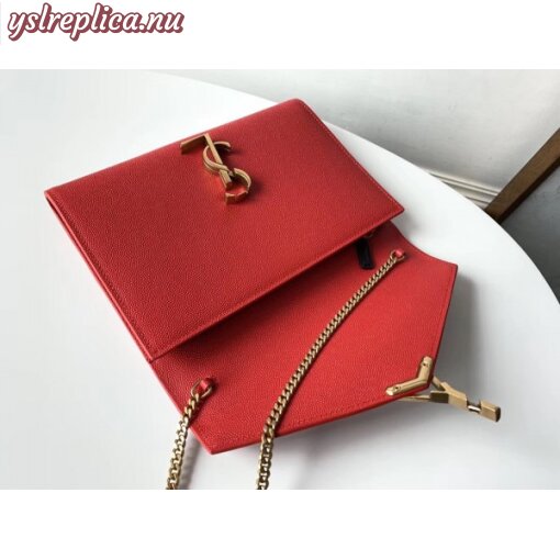 Replica YSL Fake Saint Laurent WOC Cassandra Chain Wallet In Red Leather 6