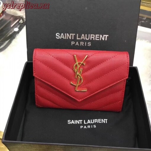 Replica YSL Fake Saint Laurent Small Envelope Wallet In Red Leather 2