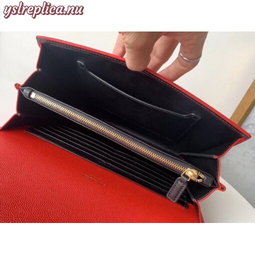 Replica YSL Fake Saint Laurent WOC Cassandra Chain Wallet In Red Leather 7