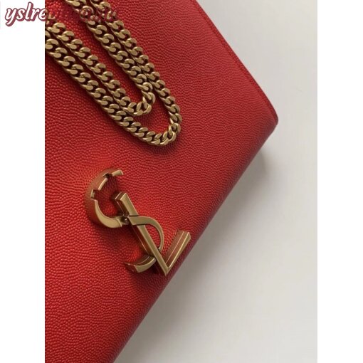Replica YSL Fake Saint Laurent WOC Cassandra Chain Wallet In Red Leather 8