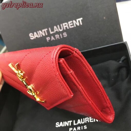 Replica YSL Fake Saint Laurent Small Envelope Wallet In Red Leather 4