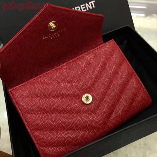 Replica YSL Fake Saint Laurent Small Envelope Wallet In Red Leather 5