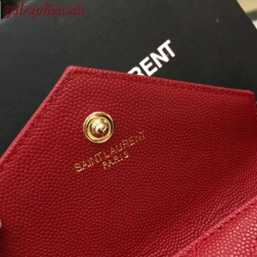 Replica YSL Fake Saint Laurent Small Envelope Wallet In Red Leather 6