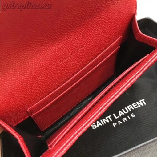 Replica YSL Fake Saint Laurent Small Envelope Wallet In Red Leather 7