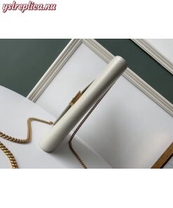 Replica YSL Fake Saint Laurent WOC Cassandra Chain Wallet In White Leather 2