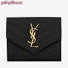 Replica YSL Fake Saint Laurent Compact Tri Fold Wallet In Noir Leather 10