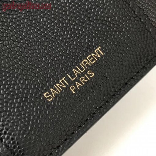 Replica YSL Fake Saint Laurent Compact Tri Fold Wallet In Black Leather 6
