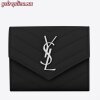 Replica YSL Fake Saint Laurent Compact Tri Fold Wallet In Black Leather 9