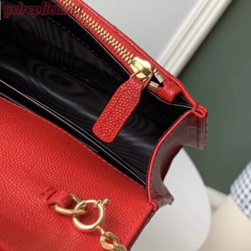 Replica YSL Fake Saint Laurent WOC Envelope Chain Wallet In Red Leather 7