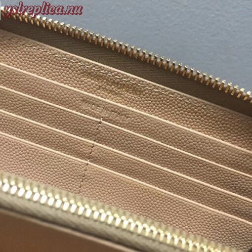 Replica YSL Fake Saint Laurent Monogram Zip Around Wallet In Powder Grained Leather 5