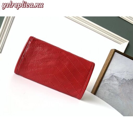 Replica YSL Fake Saint Laurent Niki Large Wallet In Red Crinkled Vintage Leather 3