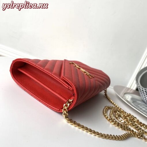 Replica YSL Fake Saint Laurent WOC Monogram Chain Wallet In Red Leather 5
